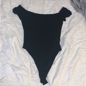 Black off the shoulder bodysuit